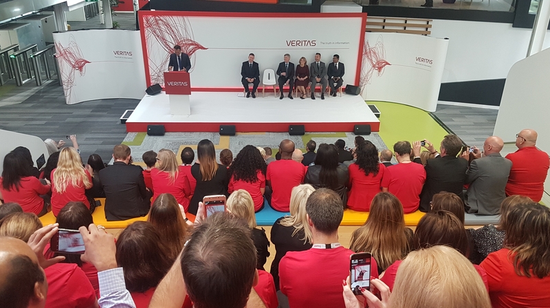 Taoiseach Leo Varadkar addresses Veritas staff at the jobs announcement