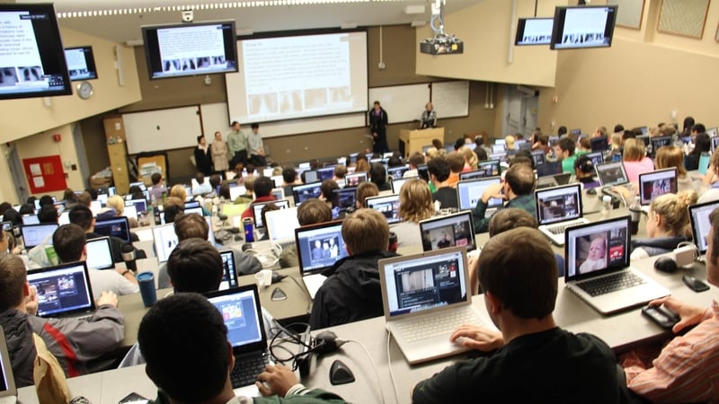 "Teaching and learning in campus-based higher education are gradually moving away from the traditional lecture format, but they are not moving online"