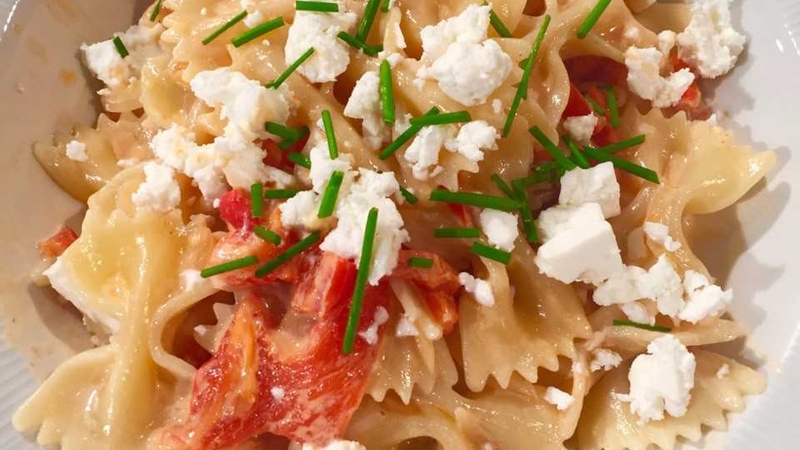 Catherine's Farfalle with Red Pepper Sauce