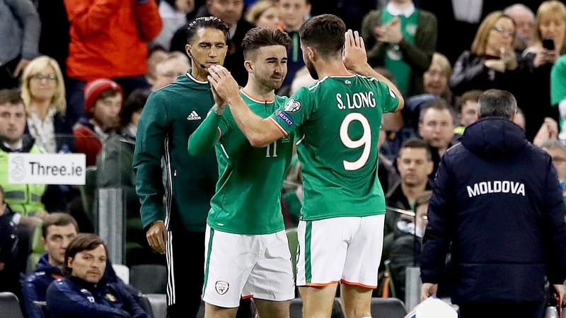 Sean Maguire comes on to replace Shane Long