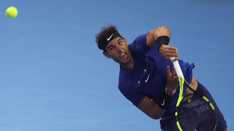 Rafa Nadal in action in the China Open semi-finals.