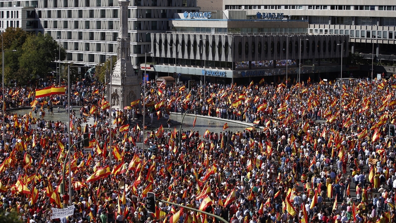 People gathered in Madrid today calling for Spanish unity
