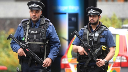 Police at the scene in London after 11 people were injured in the incident