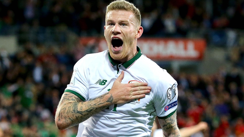 James McClean celebrates his 57th-minute goal against Wales