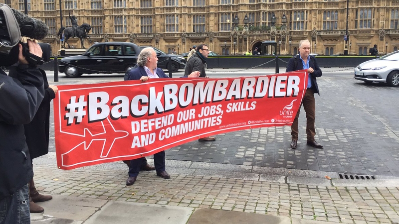 Bombardier workers are pressing for British government action to help secure their jobs