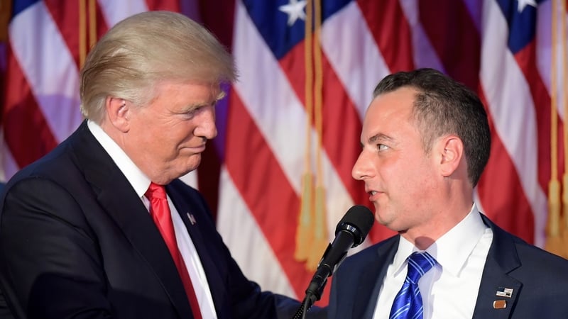 Reince Priebus with US President Donald Trump following his election in November 2016