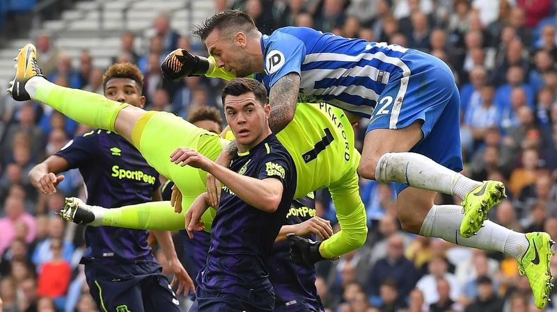 Shane Duffy rises to head clear against Everton