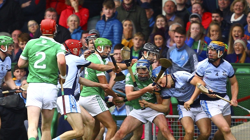 Action from the 2017 Limerick hurling final involving Na Piarsaigh and Kilmallock