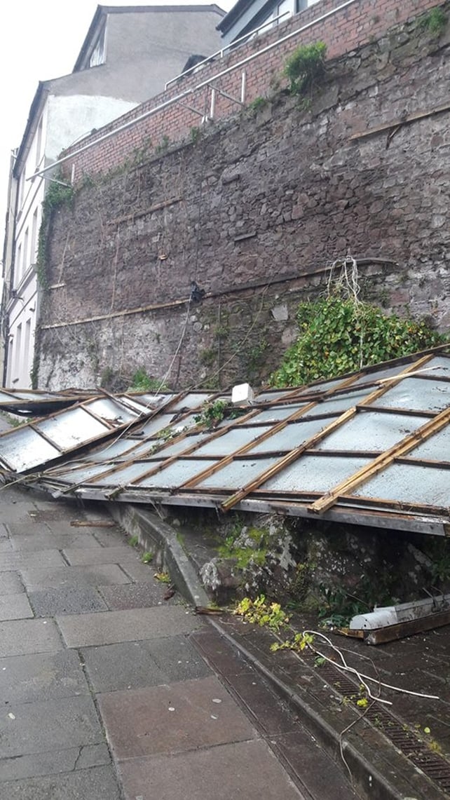 This image of a collapsed billboard just off North Mall in Cork was sent in by Robert Byrne