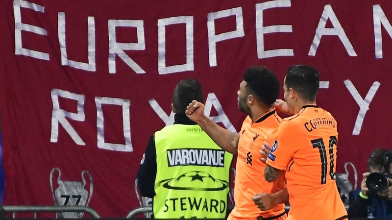 Alex Oxlade-Chamberlain celebrates his first goal for Liverpool