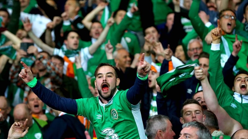Ireland fans in full cry during the win against Wales in Cardiff