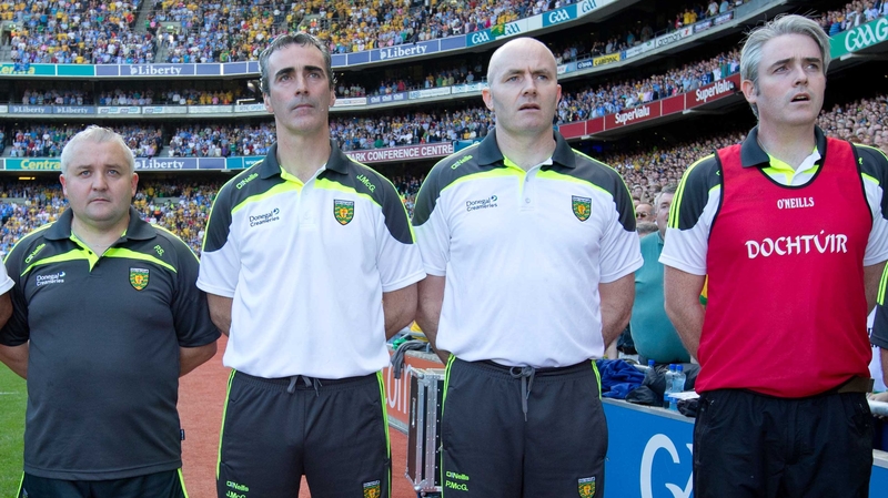 Pat Shovelin (far left) with Jim McGuinness, Paul McGonigle and Dr Charlie McManus