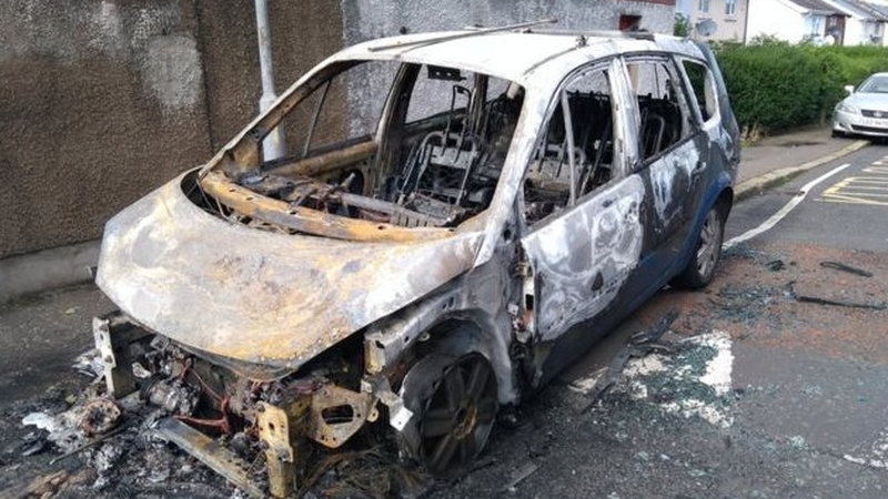 A car parked on Carlingford Street was destroyed in the blaze (Pic: BBC)