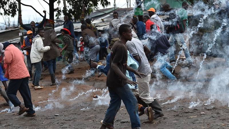Protests in the Kibera slum in the Kenyan capital, Nairobi
