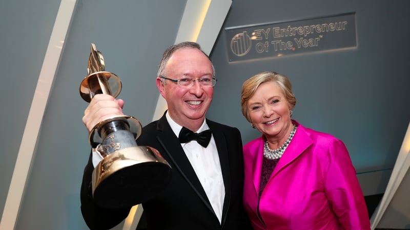 Harry Hughes and the Minister for Business, Enterprise and Innovation Frances Fitzgerald at last night's awards