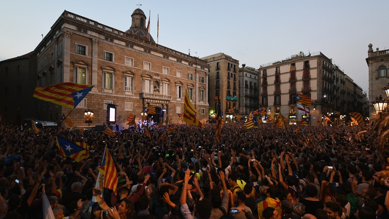 Pro-independence supporters gather in Barcelona