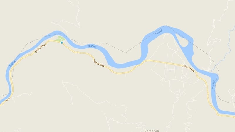 The Prithvi Highway, next to the Trishuli river (Pic: Google Maps)