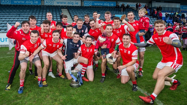 Cuala players celebrate the win over Kilmacud Crokes