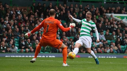 Leigh Griffiths scoring Celtic's goal in their 1-1 draw with Kilmarnock on Saturday