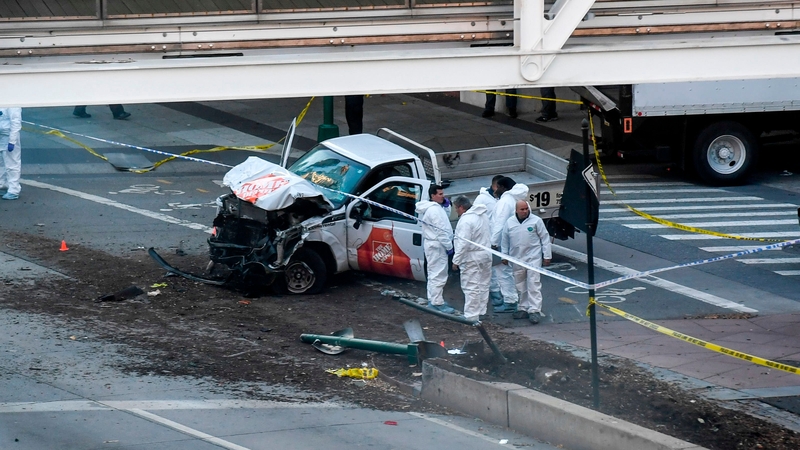 The driver of the pick-up truck was shot by police and taken into custody