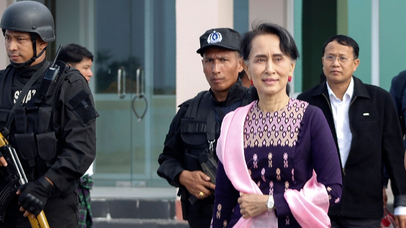 It is Aung San Suu Kyi's first trip to Rakhine State since taking office