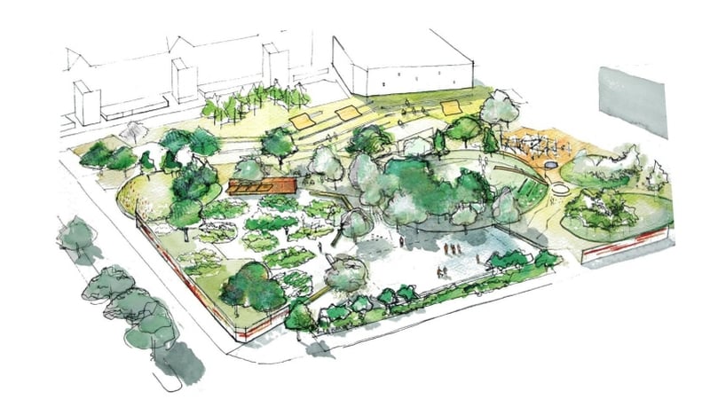 An artist's impression of the green space at Bridgefoot Street (Pic: Dublin City Council)