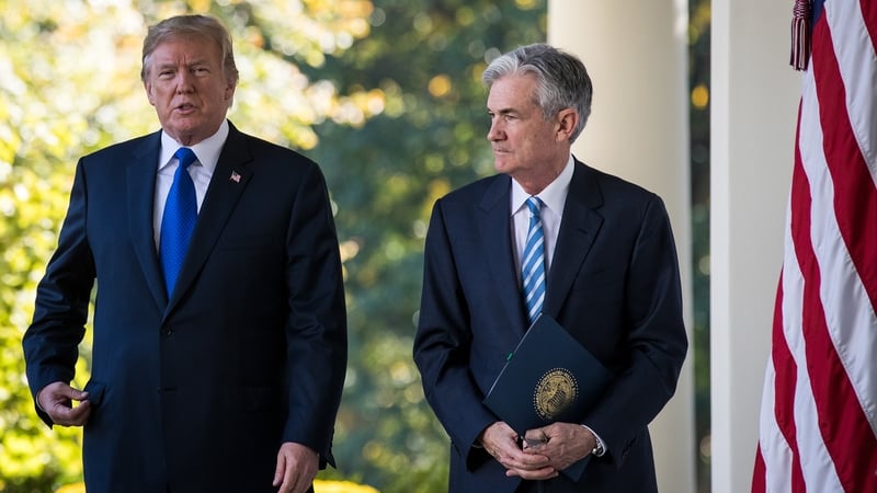 US President Donald Trump with his nominee for the chairman of the Federal Reserve Jerome Powell