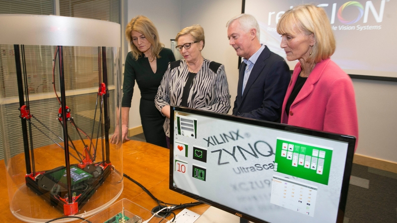 Mary Buckley, Executive Director of IDA Ireland, Business, Enterprise and Innovation Minister Frances Fitzgerald; Kevin Cooney, Senior Vice President of Xilinx with Libby Gribben, VP Global HR at Xilinx at today's announcement
