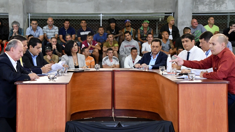 Presidential candidates conducted their debate from the prison gym