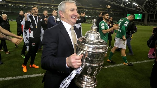 Cork City manager John Caulfield celebrates with The Irish Daily Mail FAI Cup
