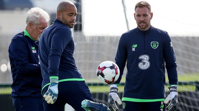 Darren Randolph and Rob Elliot in Ireland training on Tuesday