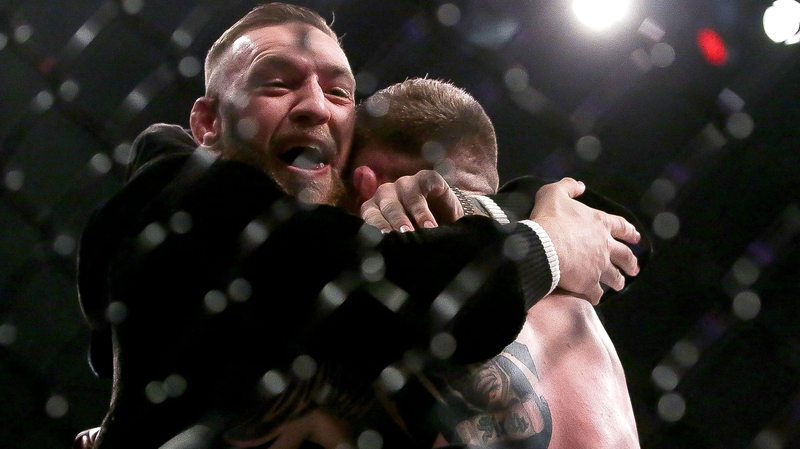 Conor McGregor celebrating with Charlie Ward on Friday night