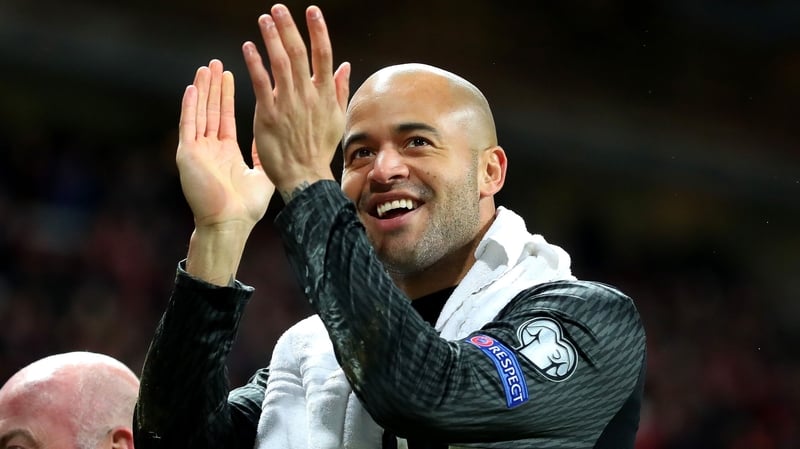 Darren Randolph salutes the travelling fans