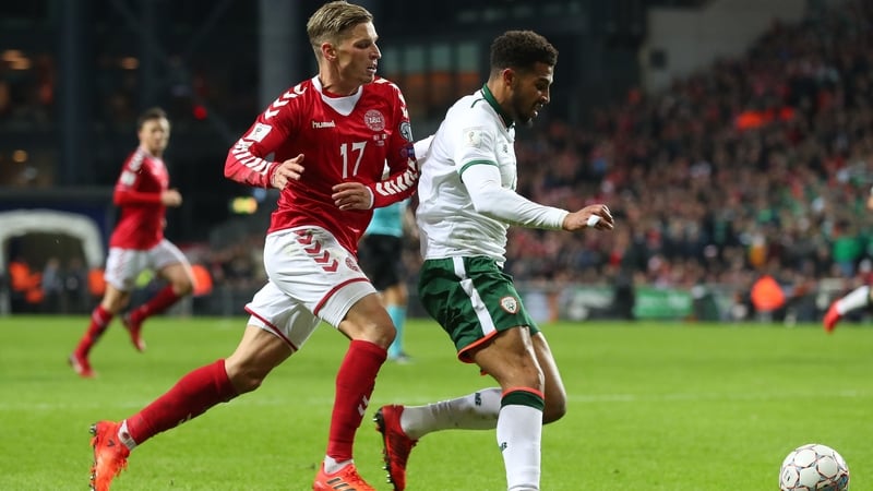 Cyrus Christie breaks past the challenge of Jens Stryger Larsen