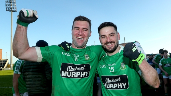 Eddie Heavey and Niall Hurley celebrate Moorefield's victory.