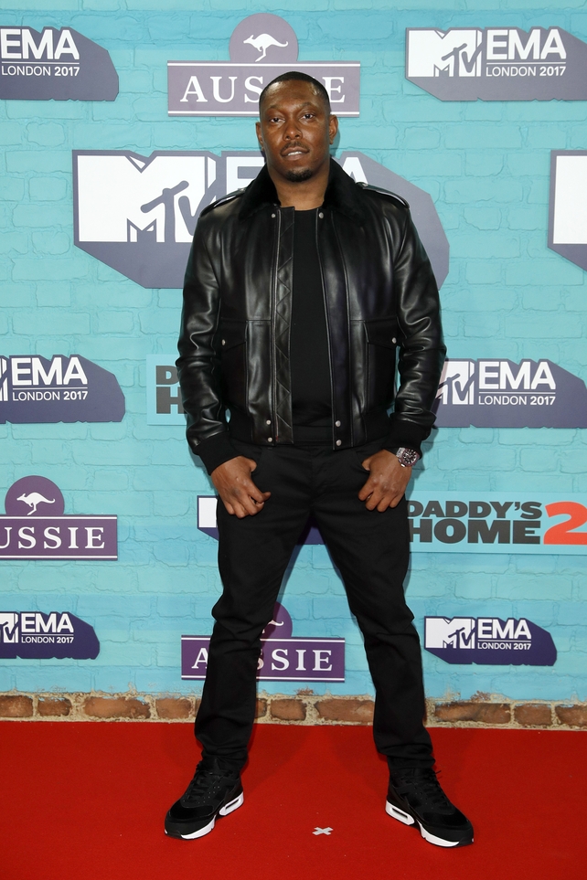 Rapper Dizzee Rascal also wore all black on the red carpet.