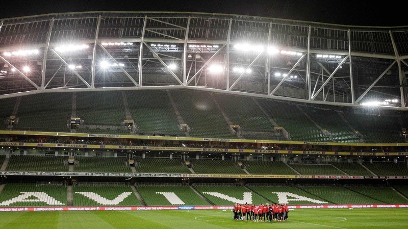 A view of Denmark training at the Aviva