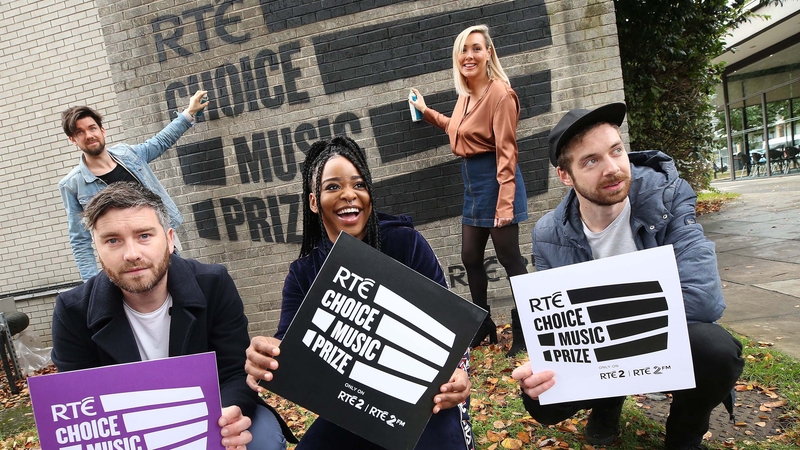 Pictured left to right at Tuesday's Choice announcement: front - 2016 Choice nominees Conor Adams of All Twvins, Song nominee Soulé, and Gar Kaye of All Tvinns. Back: Eoghan McDermott and Tracey Clifford of RTÉ 2fm