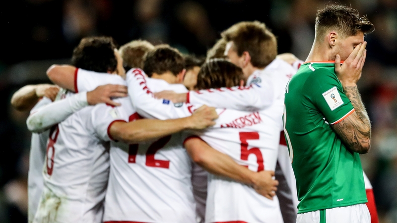 Jeff Hendrick reacts during the 5-1 defeat to Denmark