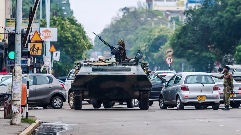 Armoured vehicles are patrolling in Harare