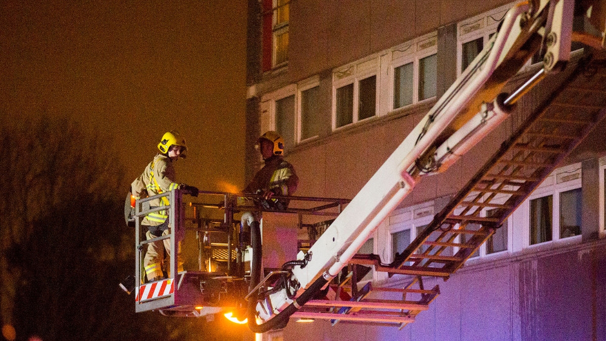 Four treated after fire at Belfast tower block