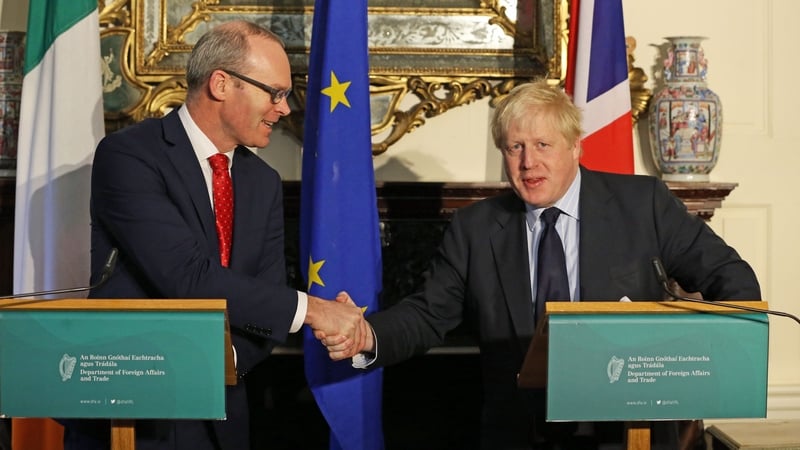 Simon Coveney and Boris Johnson at a press conference in Dublin