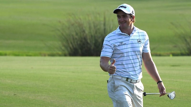 Paul Dunne gives the thumbs-up after his second eagle of the day