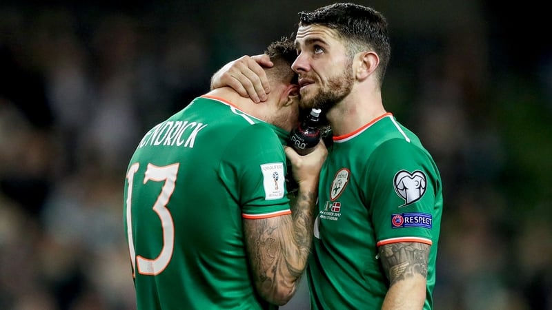 Jeff Hendrick and Robbie Brady after Tuesday's defeat