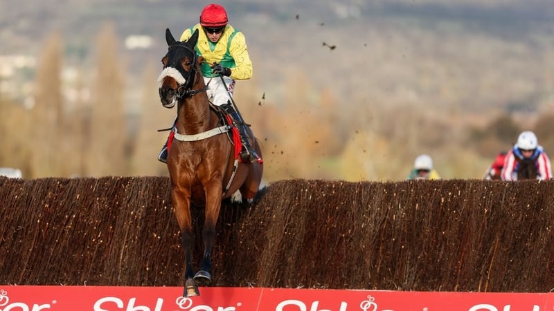 Bryan Cooper riding Fox Norton clears the last to win The Shloer Steeple Chase at Cheltenham