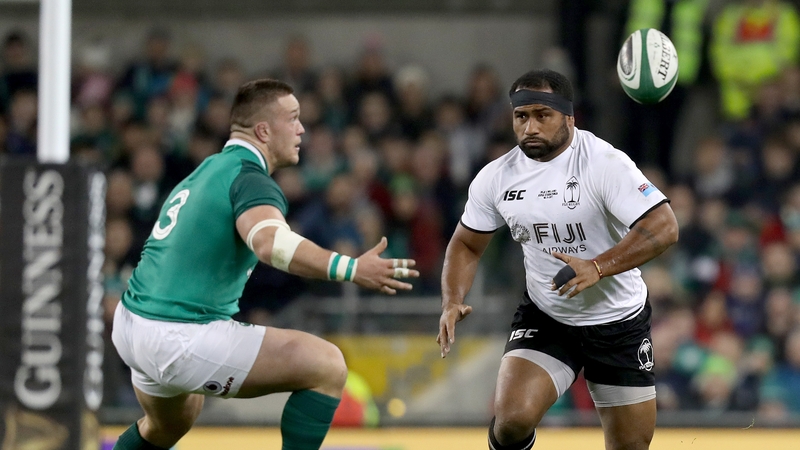 Fiji's Tuapati Talemaitoga with Andrew Porter