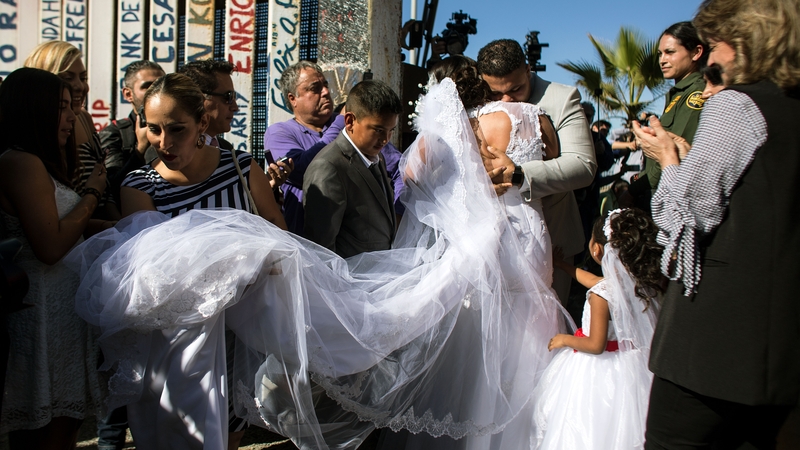 Brian Houston and Evelia Reyes tied the knot at the 'Gate of Hope'