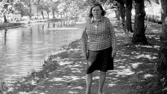 Katherine Kavanagh, the widow of Irish poet Patrick Kavanagh, ca.1978. Standing by the banks of the…