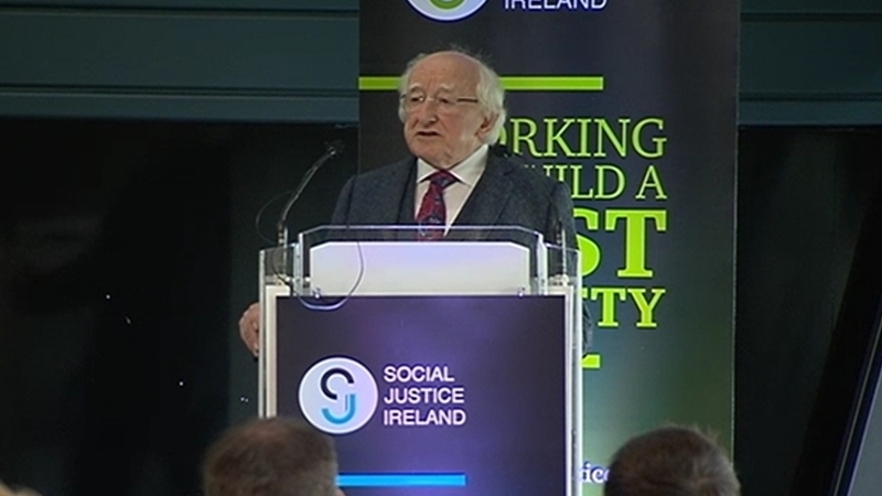 President Micheal D Higgins was addressing a conference of Social Justice Ireland