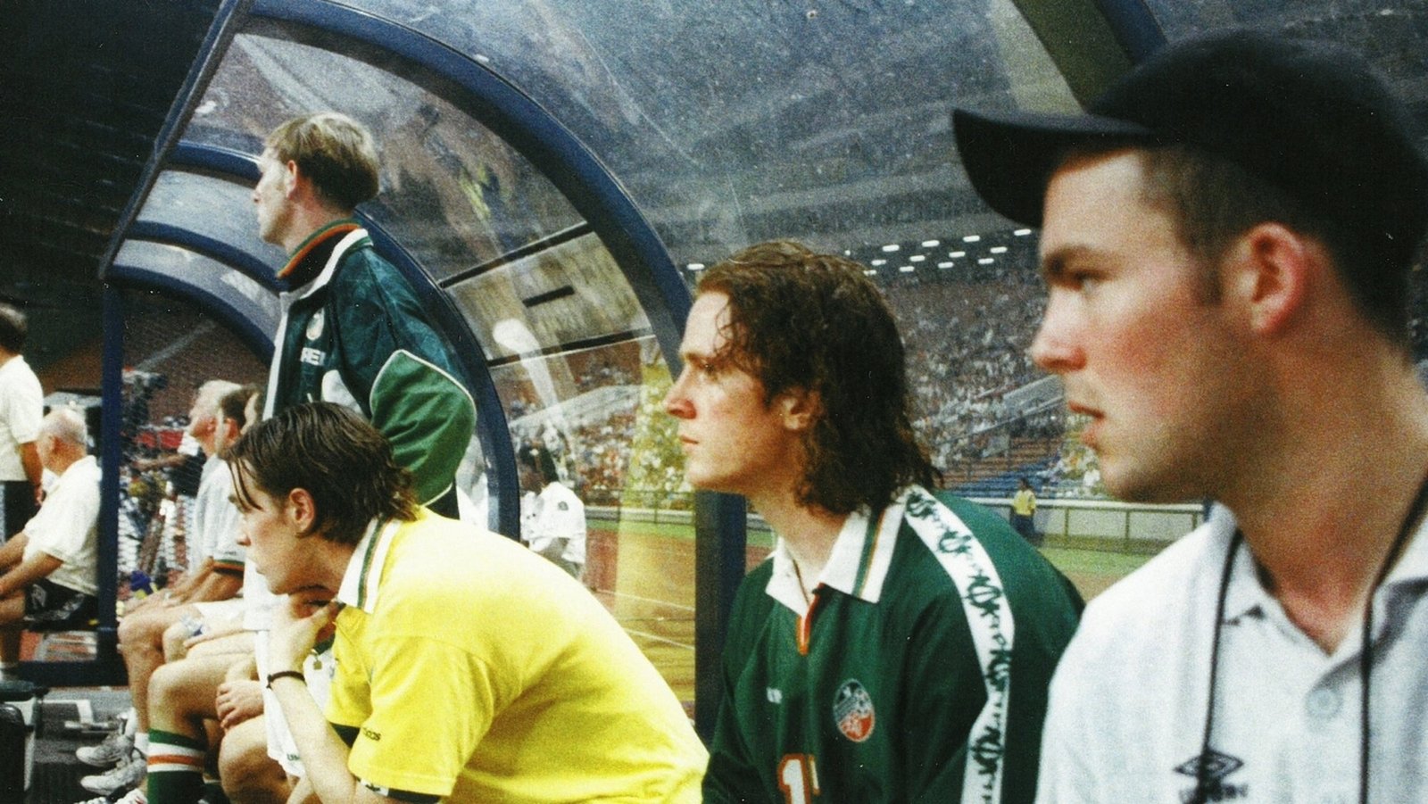 Derek O'Connor, right, and Dessie Baker watch on
